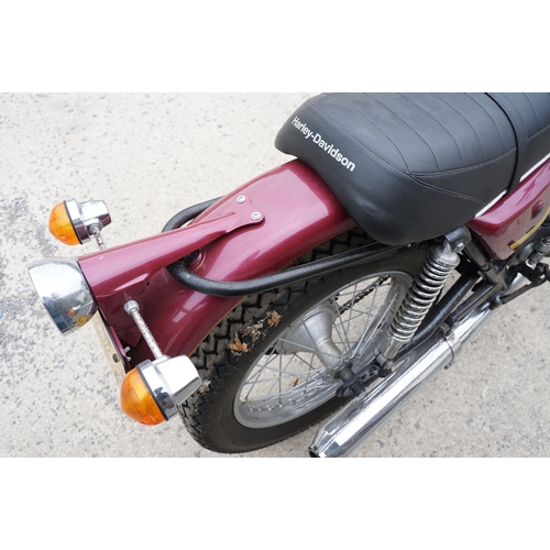107A - Harley Davidson (AMF) SS 250CC motorcycle, 1976, single cylinder 2-stroke engine with rear suspensio... 