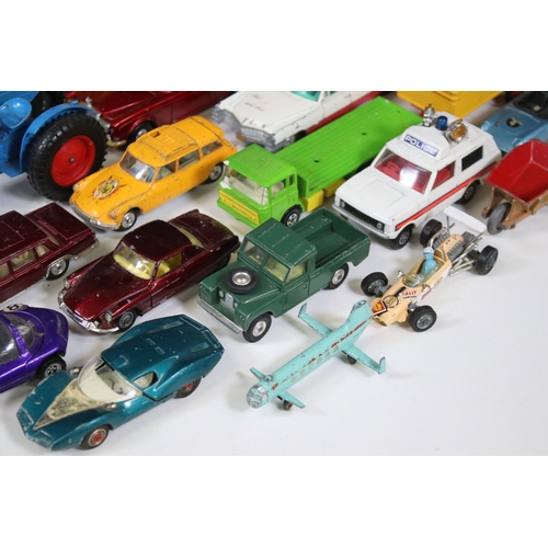 1255 - Around 20 Mid 20th C play worn diecast models to include Dinky, Crescent, Corgi etc featuring Mattel... 