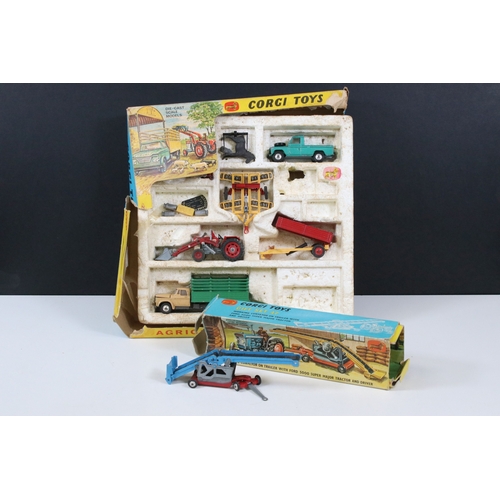 1289 - Boxed Corgi Agricultural Gift Set No 5 appearing near complete, play worn with tatty box missing win... 