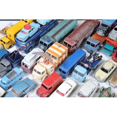 1291 - 60 Mid 20th C playworn diecast models to include Dinky, Corgi, Triang Spot On, Benbros, etc includin... 