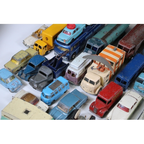 1291 - 60 Mid 20th C playworn diecast models to include Dinky, Corgi, Triang Spot On, Benbros, etc includin... 