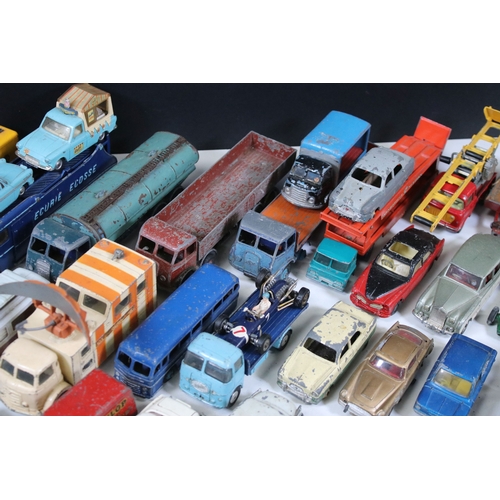 1291 - 60 Mid 20th C playworn diecast models to include Dinky, Corgi, Triang Spot On, Benbros, etc includin... 