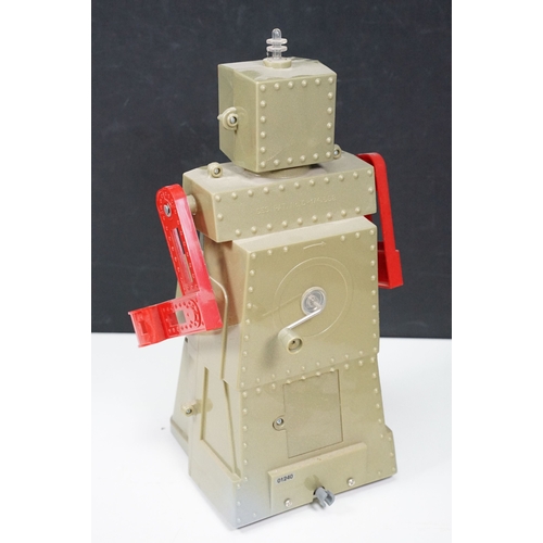 279 - Two boxed tin plate and plastic robots to include Ha Ha Toy Battery Operated Remote Control Piston A... 