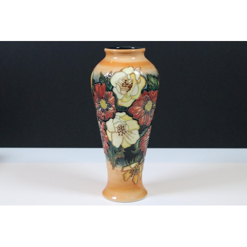 22 - Boxed Moorcroft pottery Victoriana baluster vase, by Emma Blossoms, signed to base