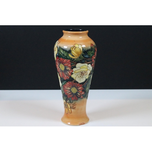22 - Boxed Moorcroft pottery Victoriana baluster vase, by Emma Blossoms, signed to base