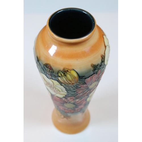 22 - Boxed Moorcroft pottery Victoriana baluster vase, by Emma Blossoms, signed to base