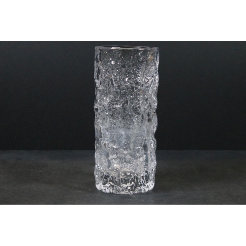 7 - Whitefriars clear glass bark vase, designed by Geoffrey Baxter, pattern no. 9690, 19cm high