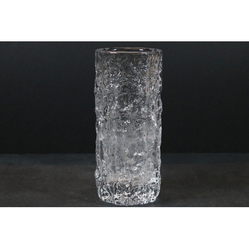 7 - Whitefriars clear glass bark vase, designed by Geoffrey Baxter, pattern no. 9690, 19cm high