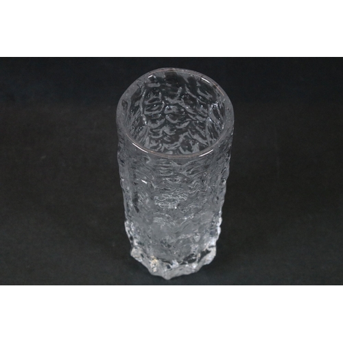 7 - Whitefriars clear glass bark vase, designed by Geoffrey Baxter, pattern no. 9690, 19cm high