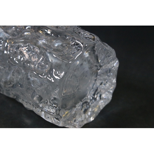 7 - Whitefriars clear glass bark vase, designed by Geoffrey Baxter, pattern no. 9690, 19cm high