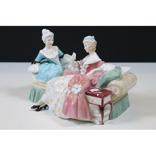 28 - Five ceramic lady figurines to include Royal Doulton HN2149 The Love Letter, Royal Worcester CW463 R... 