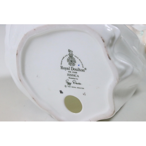 28 - Five ceramic lady figurines to include Royal Doulton HN2149 The Love Letter, Royal Worcester CW463 R... 