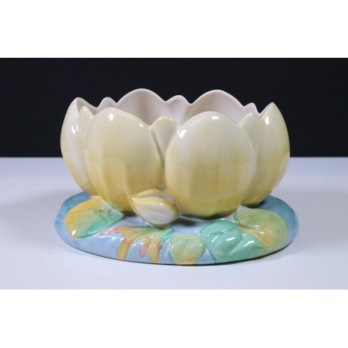 31 - Pair of Clarice Cliff for Royal Staffordshire Ceramics Water Lily vases including one in a pink colo... 