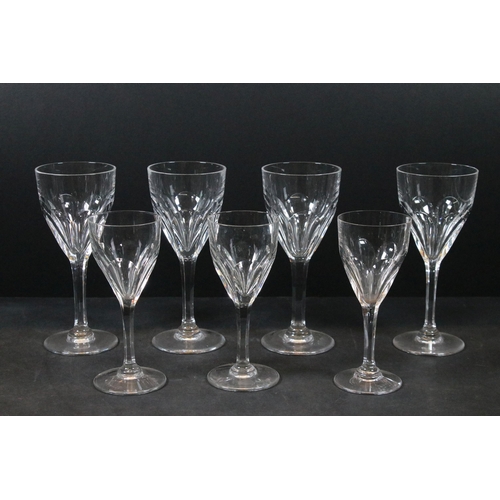 42 - Four Saint Louis Crystal wine glasses along with three crystal sherry glasses (7)