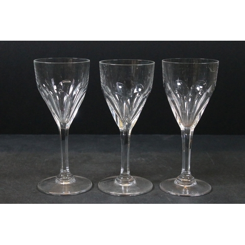 42 - Four Saint Louis Crystal wine glasses along with three crystal sherry glasses (7)