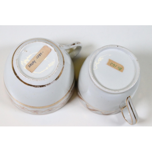 45 - Collection of New Hall ceramics to include gilt pattern coffee and tea set including 1 x teacup and ... 