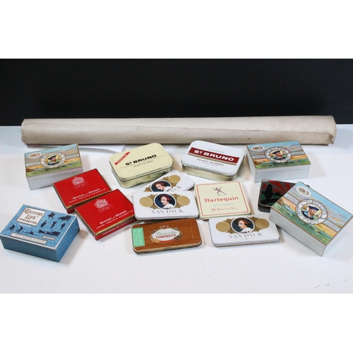 410 - Quebec military Defence map on Vellum, together with a quantity of tobacco and cigarette tins