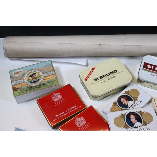 410 - Quebec military Defence map on Vellum, together with a quantity of tobacco and cigarette tins