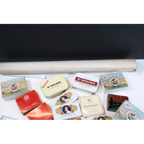 410 - Quebec military Defence map on Vellum, together with a quantity of tobacco and cigarette tins