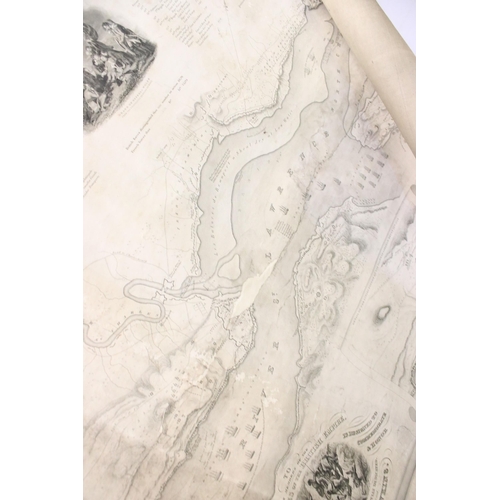 410 - Quebec military Defence map on Vellum, together with a quantity of tobacco and cigarette tins