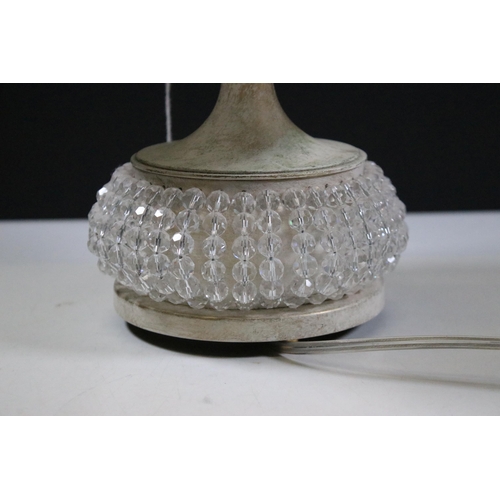 433 - Masiero Italian table lamp having a crystal threaded base with white painted body and shade to top. ... 