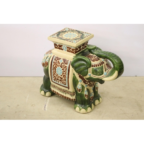 436 - Ceramic jardinere pot stand / side table in the form of an Indian elephant.