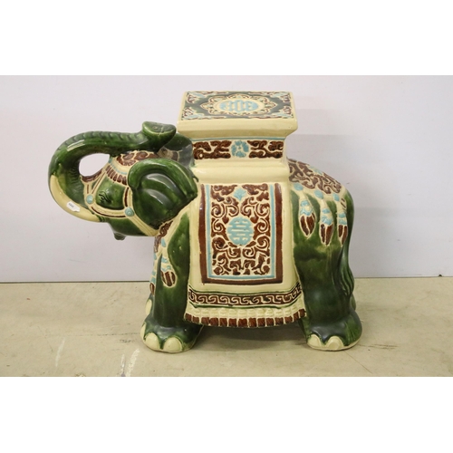 436 - Ceramic jardinere pot stand / side table in the form of an Indian elephant.