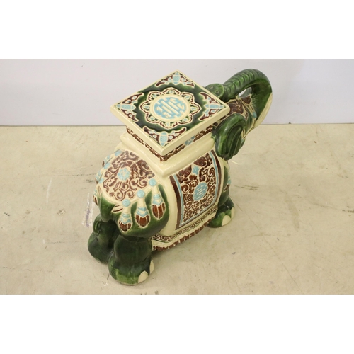 436 - Ceramic jardinere pot stand / side table in the form of an Indian elephant.