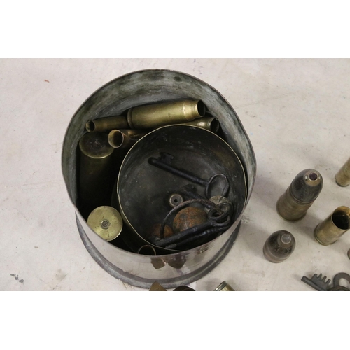 437 - Collection of WWI shell cases and shell cartridges together with a MKIII 1941 TG.Co.Ltd London Compa... 