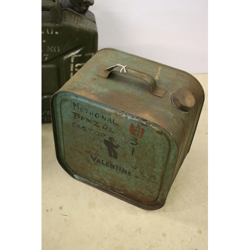 439 - Group of four oil cans including one military example, a Shellmex 1943 can, Valentine and another. L... 