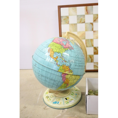 446 - Collection of mixed collectables to include marble chess set with vintage Dutch Scrabble game and Ch... 