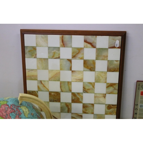 446 - Collection of mixed collectables to include marble chess set with vintage Dutch Scrabble game and Ch... 