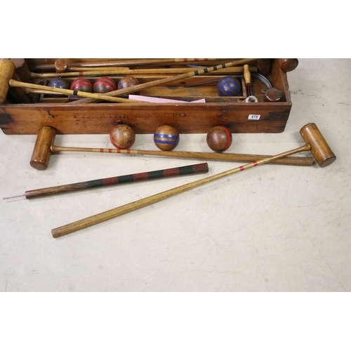 475 - 19th Century Parkins & Grotto croquet set for eight people consisting of 8 mallets each stamped 'Reg... 