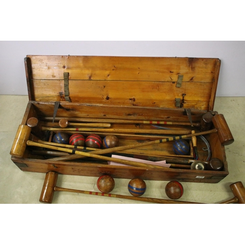 475 - 19th Century Parkins & Grotto croquet set for eight people consisting of 8 mallets each stamped 'Reg... 