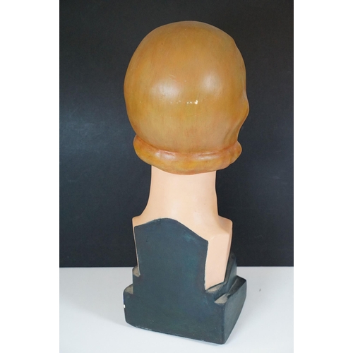 127 - Art Deco Plaster Shop Display Model of a Female Head and Shoulders With Glass Eyes, originally from ... 