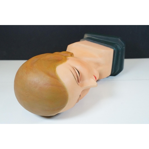 127 - Art Deco Plaster Shop Display Model of a Female Head and Shoulders With Glass Eyes, originally from ... 