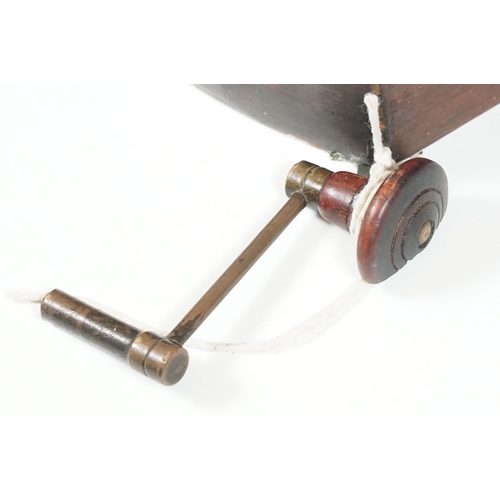 131 - Late 19th Century mahogany cased single train fusee wall clock, with white enamel dial and Roman Num... 