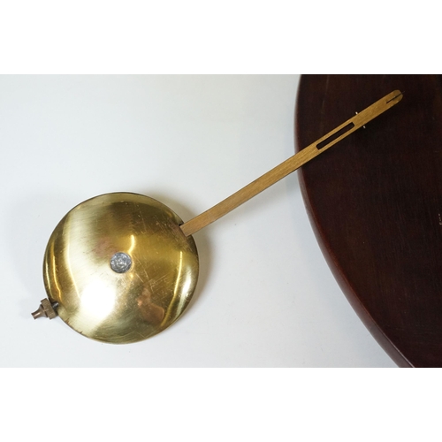 131 - Late 19th Century mahogany cased single train fusee wall clock, with white enamel dial and Roman Num... 