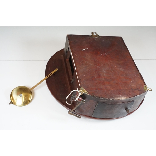 131 - Late 19th Century mahogany cased single train fusee wall clock, with white enamel dial and Roman Num... 