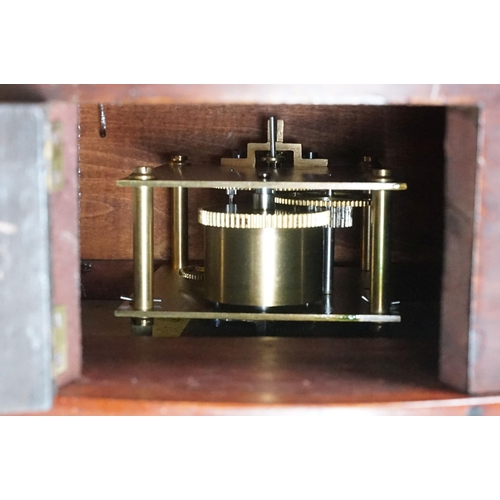 131 - Late 19th Century mahogany cased single train fusee wall clock, with white enamel dial and Roman Num... 