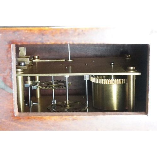 131 - Late 19th Century mahogany cased single train fusee wall clock, with white enamel dial and Roman Num... 