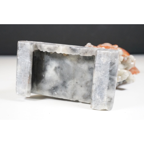 134 - Chinese carved soapstone sculpture of a leaping carp, measures 29cm tall