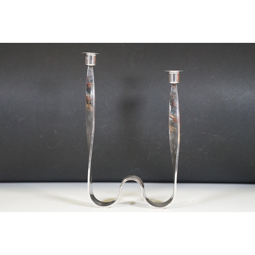 137 - Italian Guido Niest Atelier For Fala electroplated candelabra of twisted form, marked to bottom, mea... 