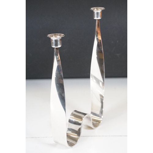 137 - Italian Guido Niest Atelier For Fala electroplated candelabra of twisted form, marked to bottom, mea... 