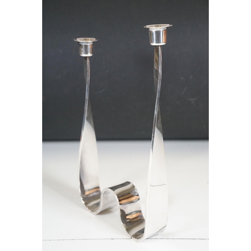 137 - Italian Guido Niest Atelier For Fala electroplated candelabra of twisted form, marked to bottom, mea... 