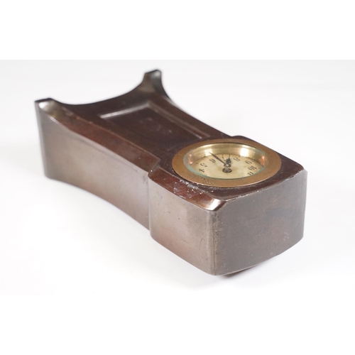 140 - Early 20th Century Art Nouveau clock, with Arabic numeral dial, measures 18cm tall