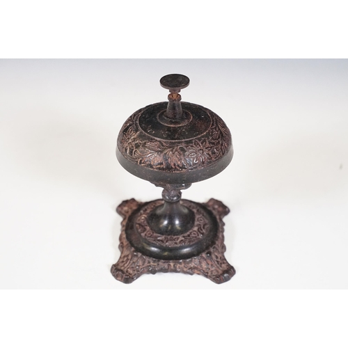 142 - Victorian style cast metal hotel reception / shop counter bell, 15cm high