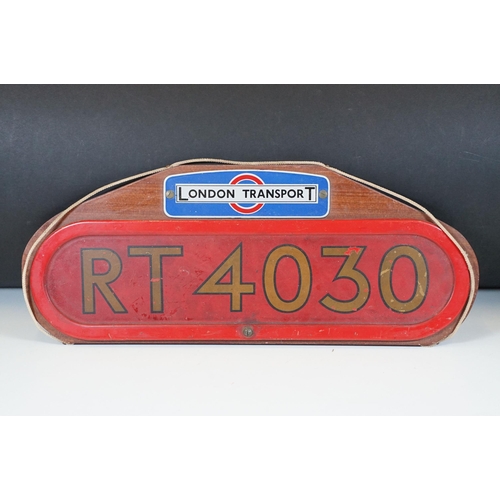 160 - London Transport Routemaster Bus bonnet plate from RT 4030, with London Transport enamel sign, both ... 