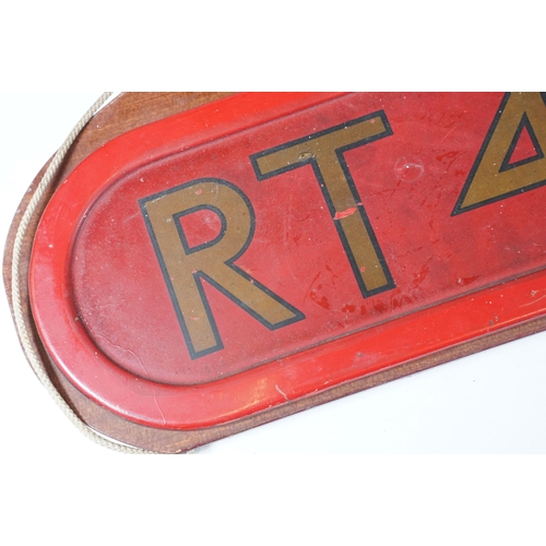 160 - London Transport Routemaster Bus bonnet plate from RT 4030, with London Transport enamel sign, both ... 