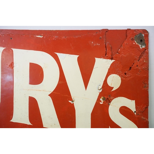 130 - Original Early-Mid 20th Century Cadbury's Chocolate enamel advertising sign, on red ground with whit... 